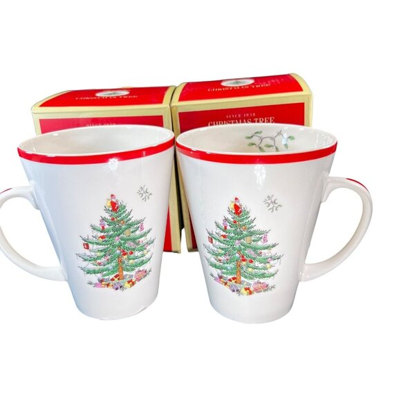 Spode Other - Spode Christmas Tree Red Trim Handle Mug 14 oz Holiday Original Box Lot of 2 NEW